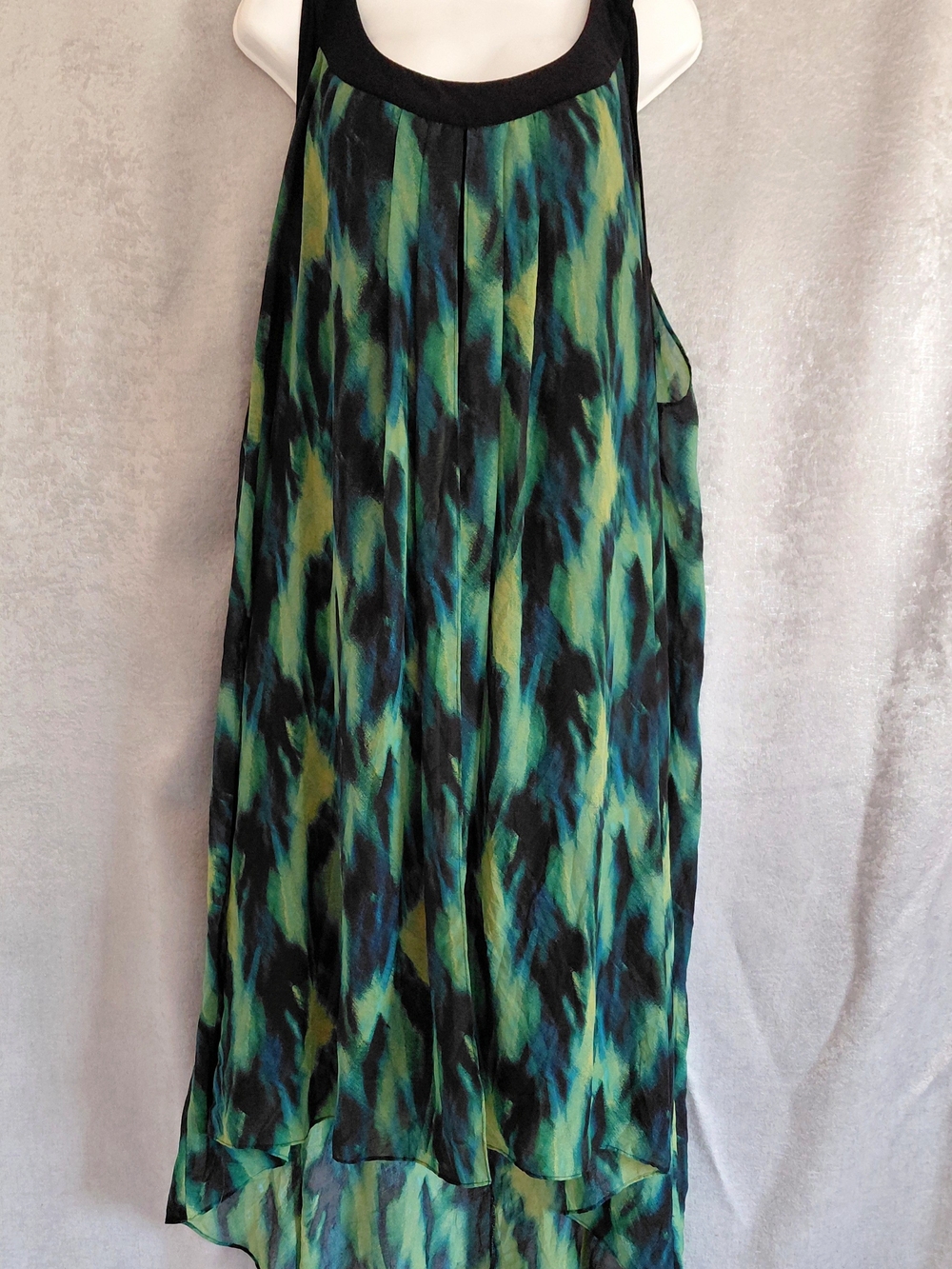 Laura Plus Size 3x High Low Sundress Green Teal Abstract Print Tank Dress
